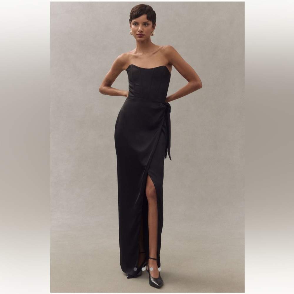 V. Chapman June Corset Jacquard Front-Slit Gown